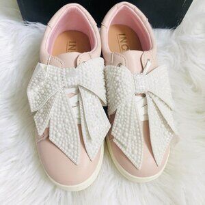 I.N.C Girl Kids Sneakers 4‎ M Pink Chloe Faux Leather Ribbon Casual Shoes NWB